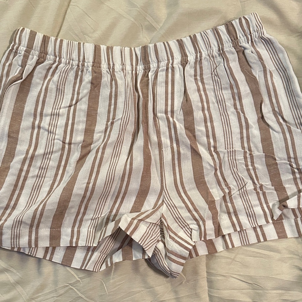 Derek Heart Brown and White Striped Shorts